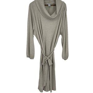 Ophelia Roe Long Sleeve Cowl Neck Belted Metallic Fleck Dress Size 2X